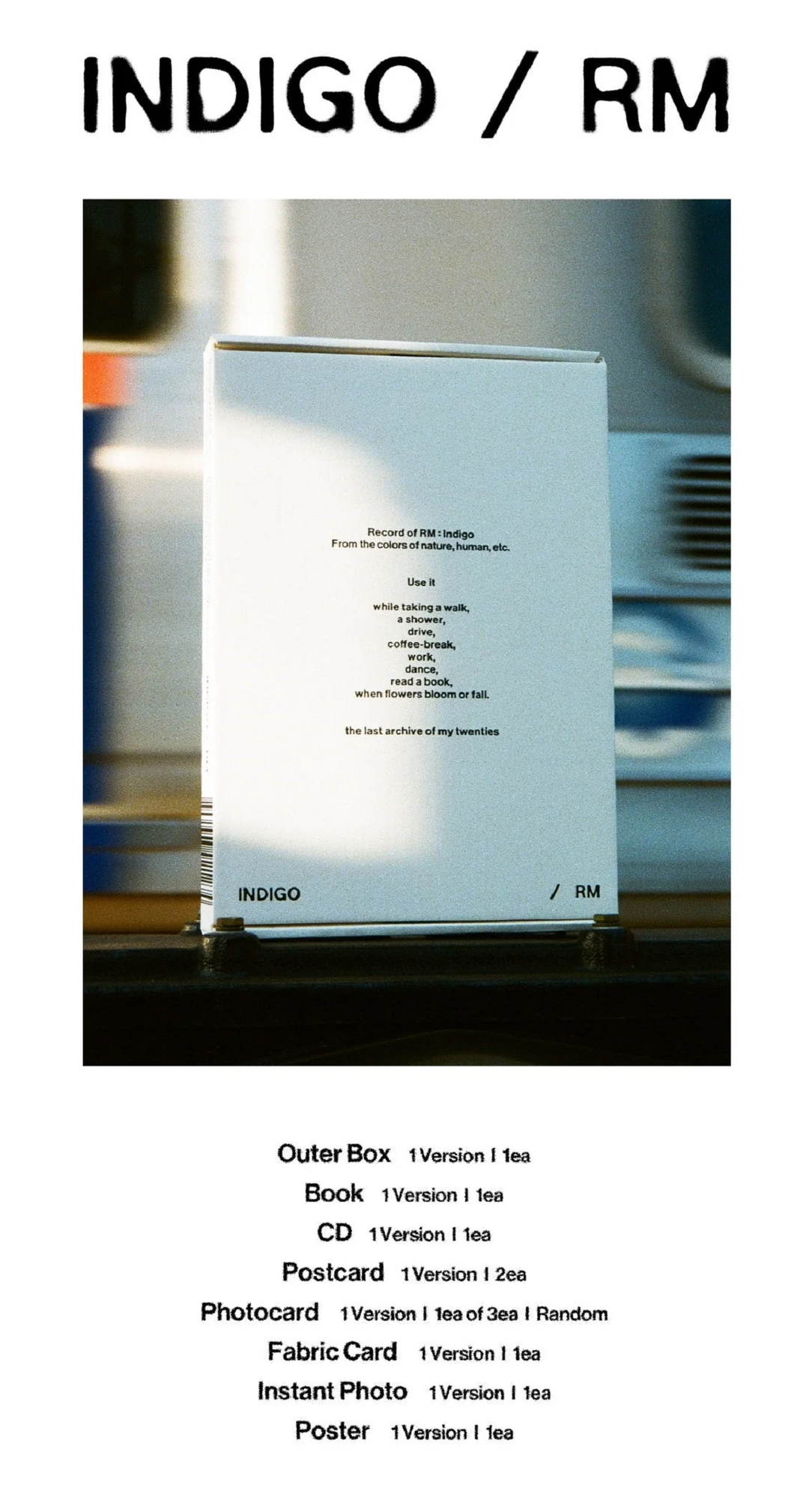 BTS RM - INDIGO 1ST SOLO ALBUM - BOOK EDITION
