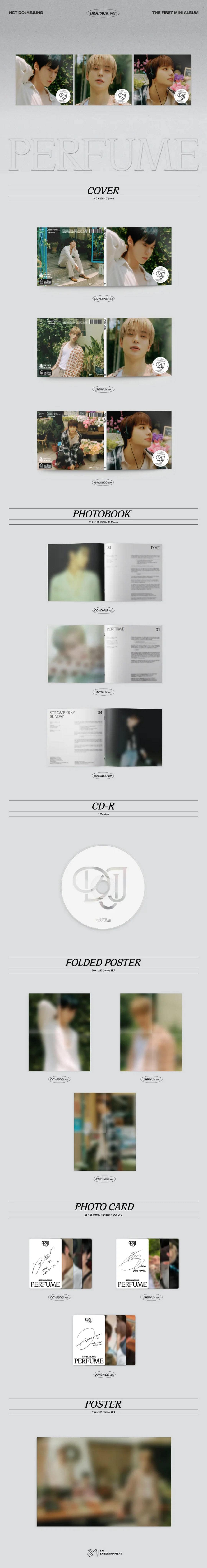 NCT DOJAEJUNG - PERFUME- 1ST MINI ALBUM DIGIPACK - 3 VERSIONS CONTENTS