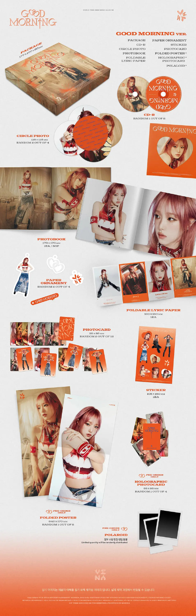 Yena 3rd Mini Album - Good Morning contents