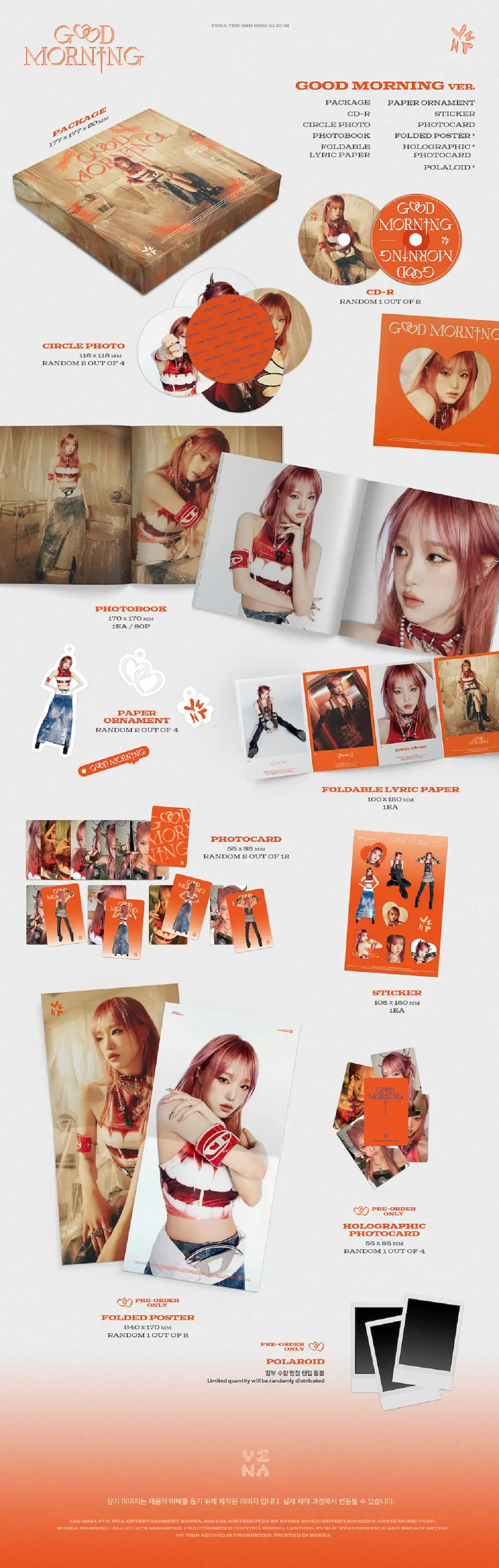 Yena 3rd Mini Album - Good Morning contents