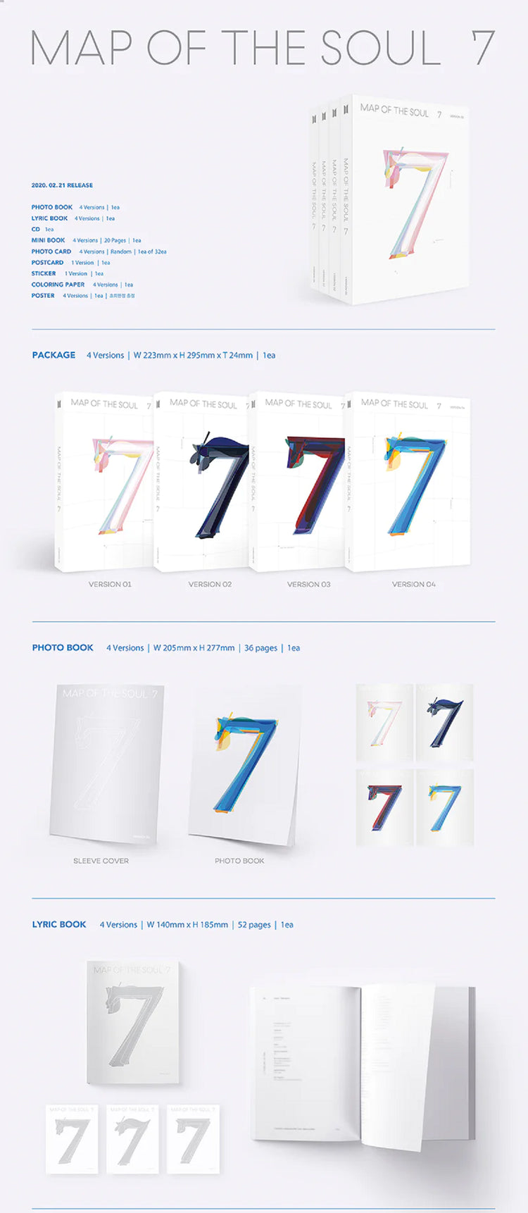 BTS - 4TH FULL ALBUM MAP OF THE SOUL 7 COLLECTION
