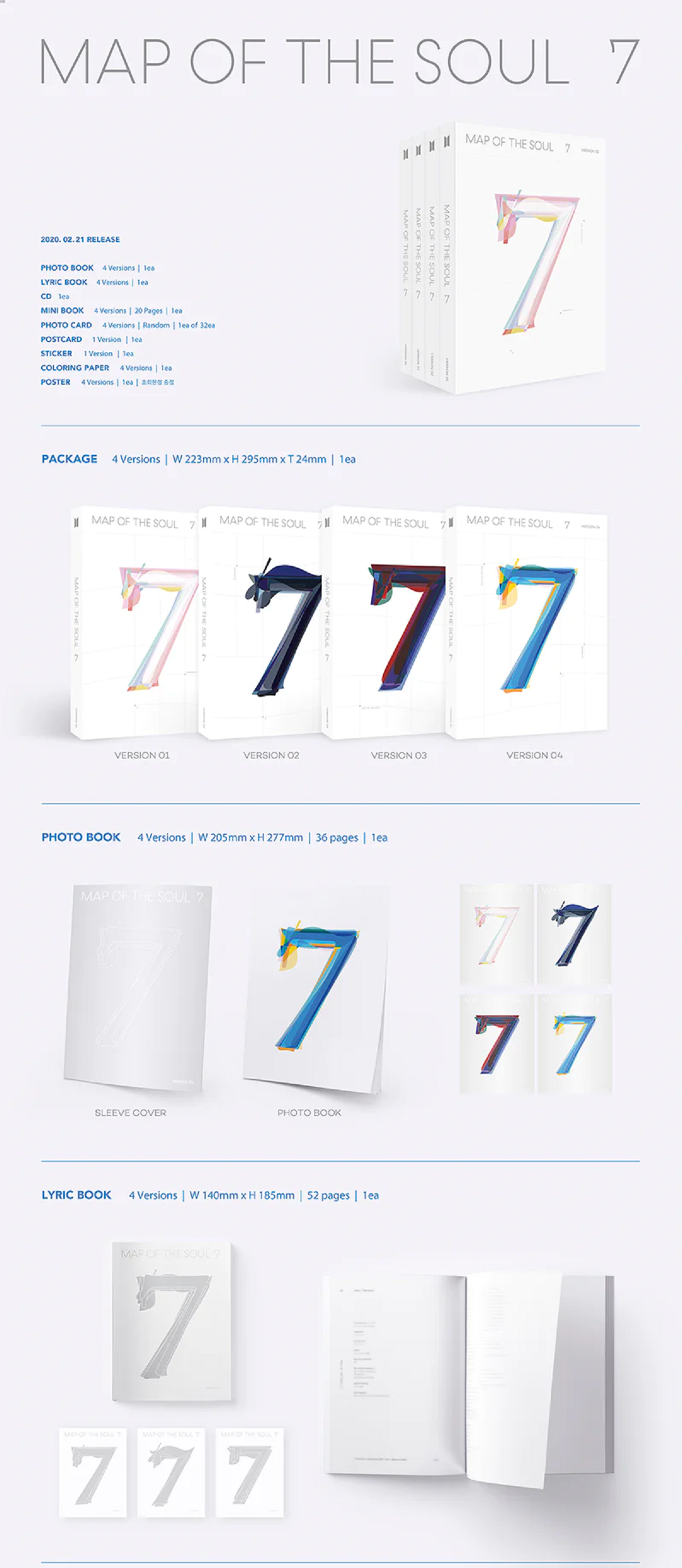 BTS - 4TH FULL ALBUM MAP OF THE SOUL 7 COLLECTION