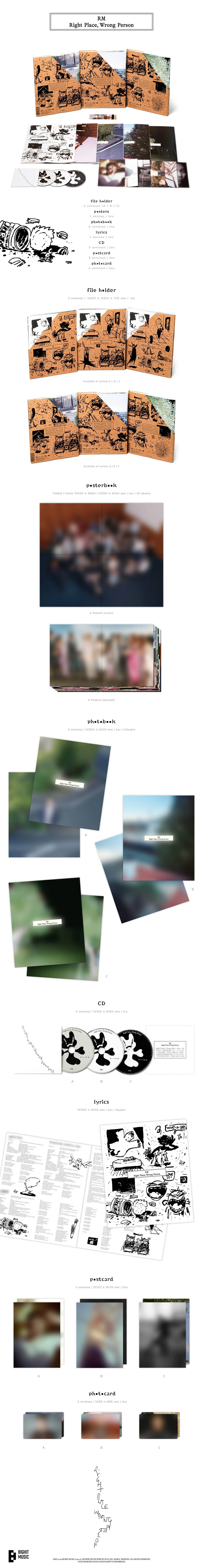 RM - RIGHT PLACE, WRONG PERSON SOLO 2ND ALBUM PHOTOBOOK RANDOM CONTENTS