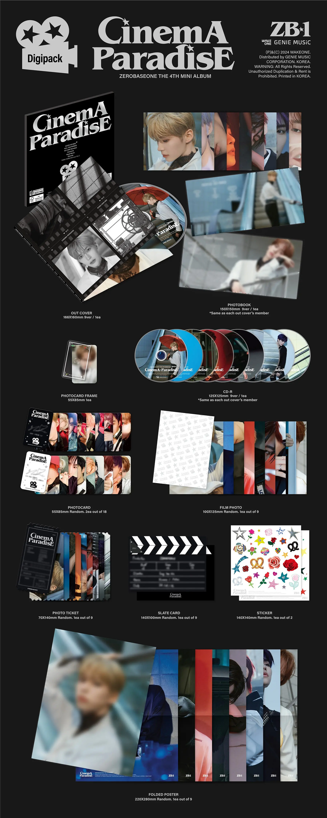 ZEROBASEONE 4th Mini Album - CINEMA PARADISE (Digipack Ver.)
