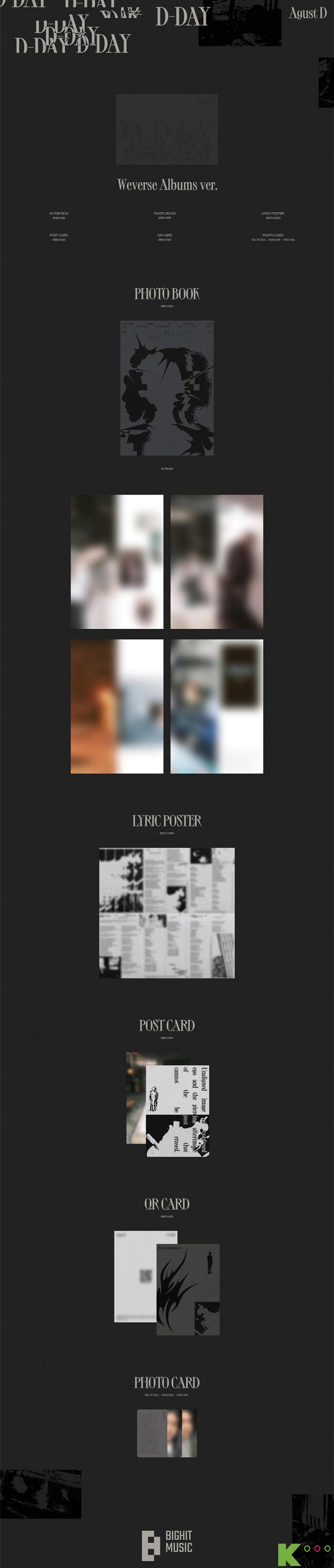 Agust D (BTS) (SUGA) - 'D-DAY' (Weverse Albums ver.) - Hello Hallyu Kpop & Drama Shop