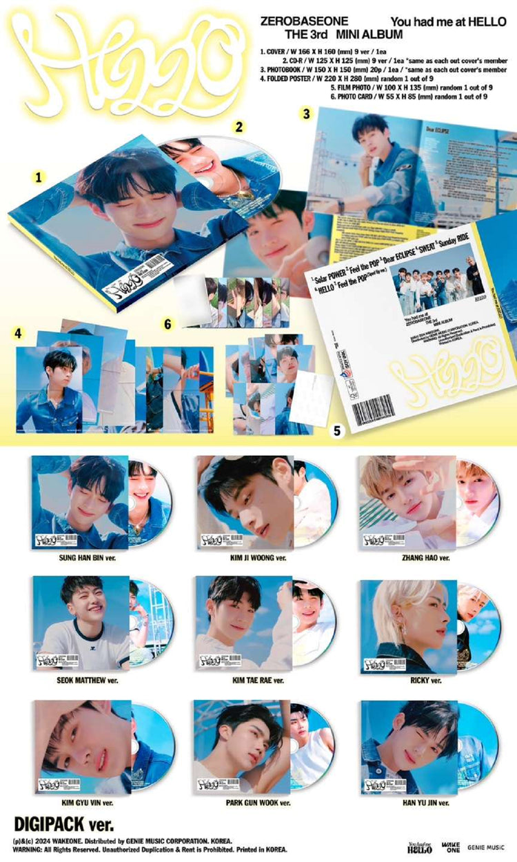 ZEROBASEONE 3rd Mini Album [You had me at HELLO] (Digipack Ver.) contents