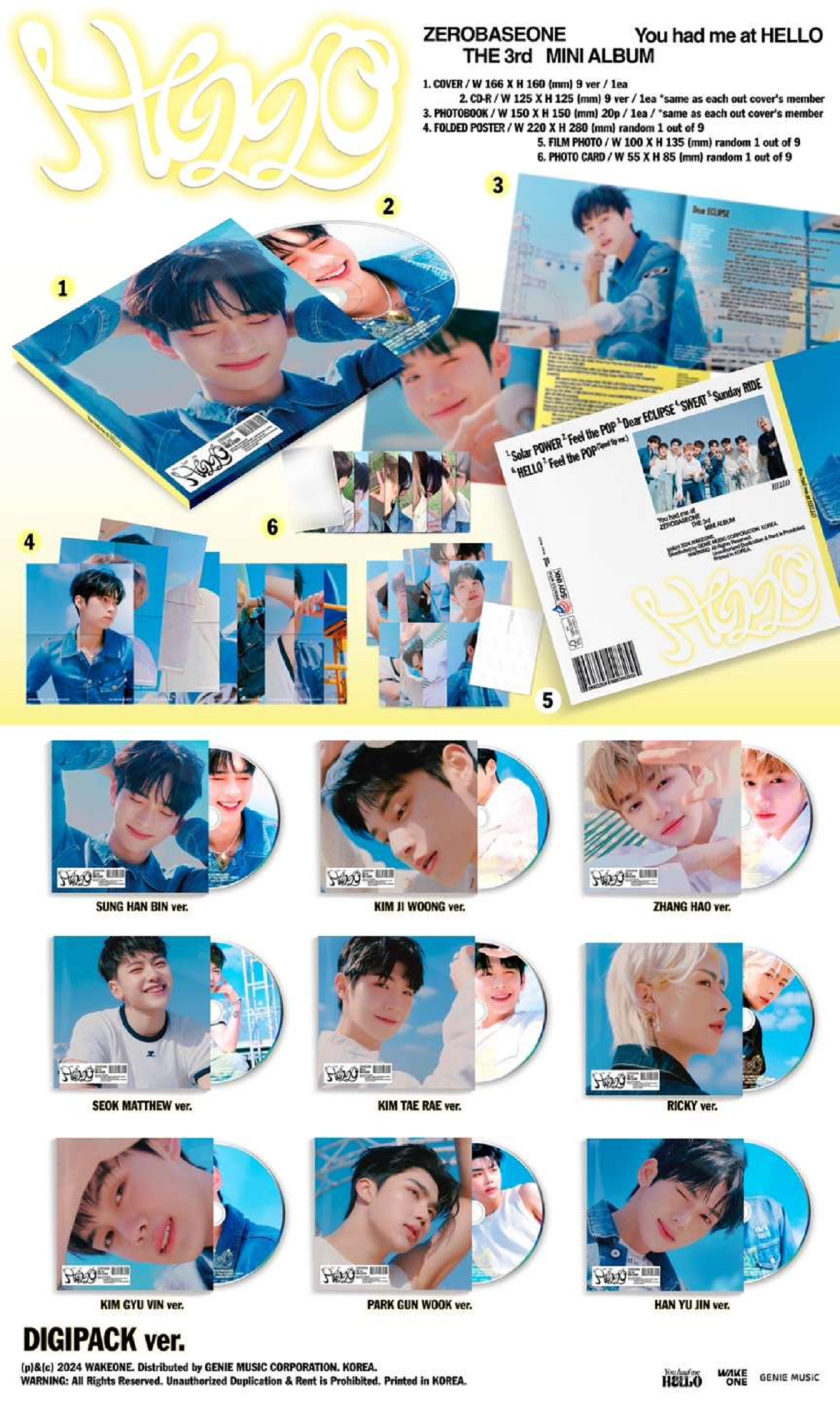 ZEROBASEONE 3rd Mini Album [You had me at HELLO] (Digipack Ver.) contents